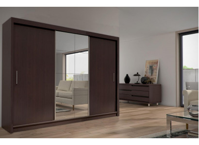 Armoire à miroir avec portes coulissantes flottantes pour chambre à coucher 250cm Garde-robes Vêtements