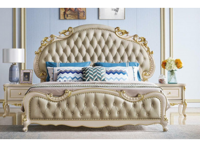 Chesterfield lit lits classiques Design Double chambre rembourrée en bois massif