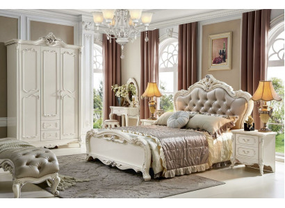 Lits classiques en cuir Chesterfield de style Rococo Baroque doubles lits d'hôtel antique