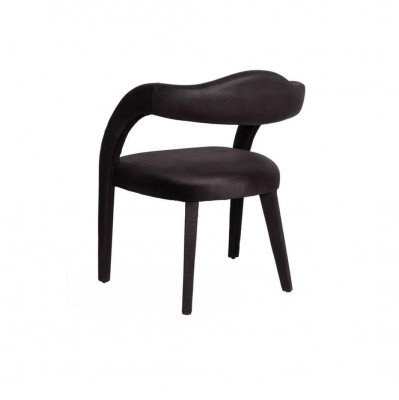 Salle à manger Chaise Luxe Tissu Bois Design Chaises Inclinables Tissu Noir Ameublement