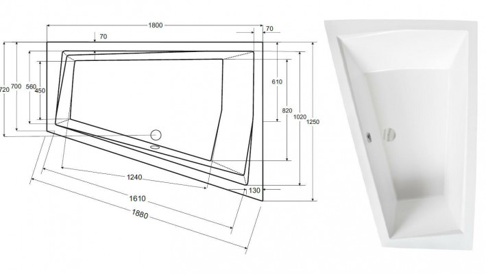 Baignoire 2 personnes Baignoire d'angle Salle de bain Baignoires encastrées Design acrylique neuf