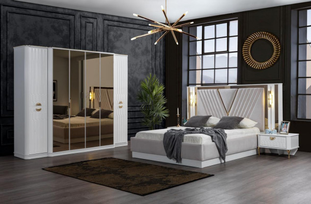 Ensemble de meubles de chambre moderne et élégant dans un design luxueux et un style contemporain.