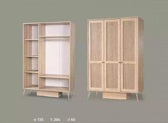 Garde-robe Armoires en bois. Conception de meubles de chambre en bois.