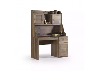 Suite Bureau Set Pirate Wood Étagère en Bois Marron Chambre d'Enfants.