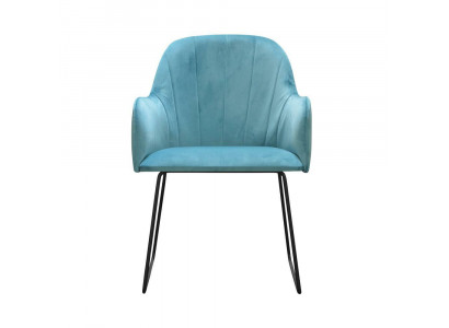 Ensemble de 8 chaises longues modernes avec revêtement turquoise et accoudoirs.