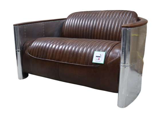 Cuir véritable canapé en aluminium 2 places mobilier en cuir vintage canapé en cuir club canapé sofa