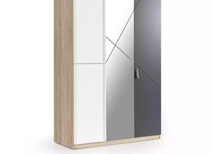 Armoire 3 portes Armoire moderne en bois gris Miroir Chambre d'enfant