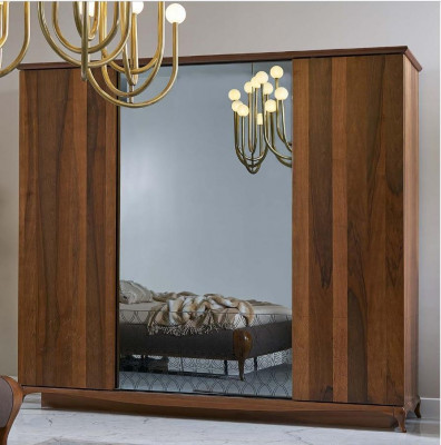 Armoire Armoire Armoire en bois Marron Miroir Armoire de chambre