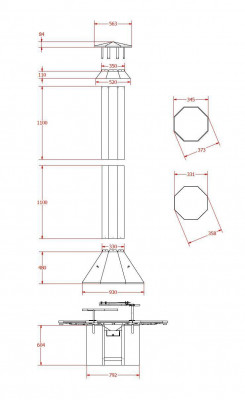 Grille métallique 8 coins avec kit de table environnante pour votre gril existant