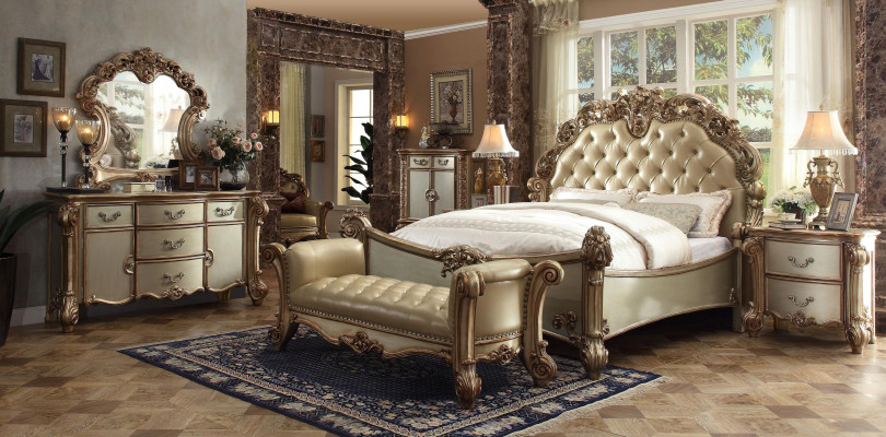 Lit classique Baroque Chesterfield en cuir double style hôtel antique de style rococo