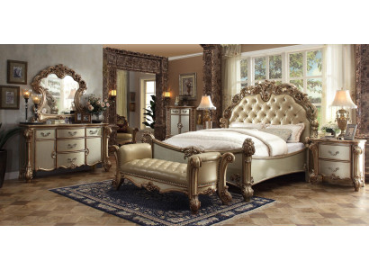 Lit classique Baroque Chesterfield en cuir double style hôtel antique de style rococo