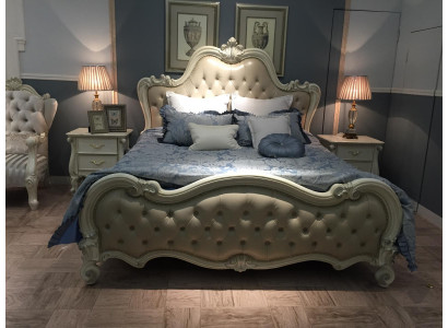 Lit double de design de luxe Chambre de repos Lits en cuir Hôtel 180x200cm