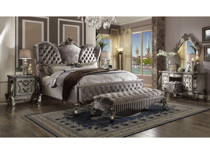 Lit Lit rembourré Lit Double de Luxe Chambre à coucher Baroque décorative Lits en bois et en cuir