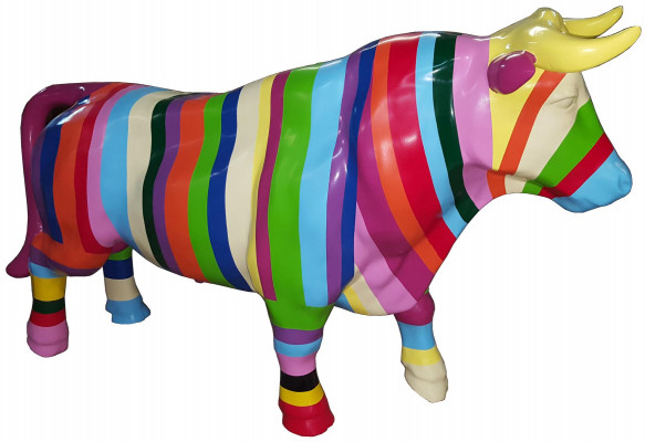 Figurine abstraite vache design loft sculptures colorées chiffres décoration artisanale