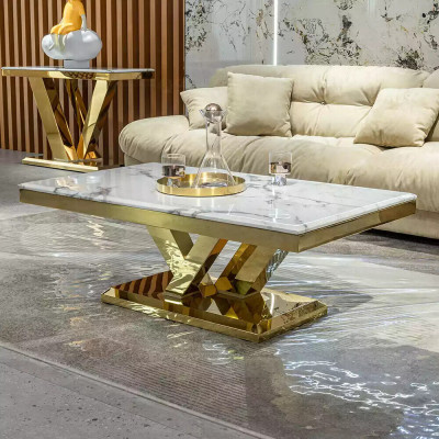 Table basse Design Table Salon Luxe Tables basses Mobilier 130x70 Métal