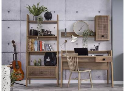 Bibliothèque pour enfants avec bureau en bois, ensemble étagère 3 pièces de couleur marron