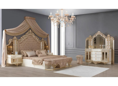 Ensemble de chambre à coucher Lit 2x Tables de chevet Coiffeuse avec miroir de luxe nouveau