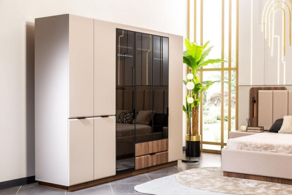 Armoire Armoire en bois Beige Armoire de chambre Armoire Moderne