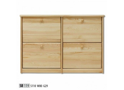 Armoire à chaussures 4 compartiments Commode en bois massif Meuble solide Rangement à chaussures Étagère