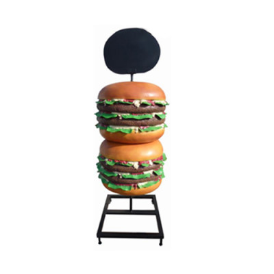 Sculpture Double Cheeseburger Hamburger Stand Figurine Décorative Statue