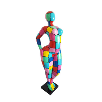 Figure abstraite Statue colorée Statues sculptures peintes 130cm XXL Statue en plastique