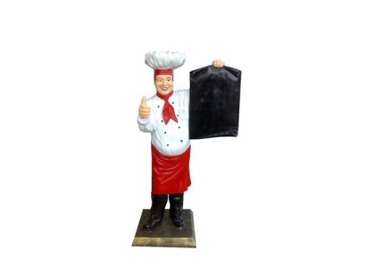 Figurine de chef statue sculpture figurine publicitaire panneau de menu présentoir de publicité restaurant 140cm