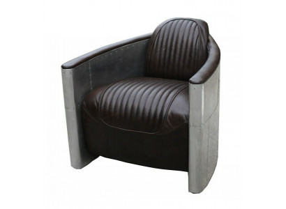 Aviateur Canapé Fauteuil Canapé club Lounge Aluminium Avion Rétro Véritable cuir Vintage