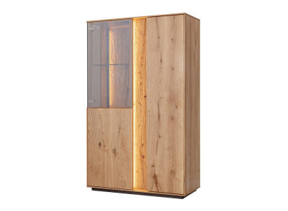 Vitrine d'affichage LED brun de luxe Buffet en bois Meubles Design Armoires en verre