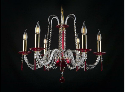 Lustre Lampe dans le style ancien Rouge Abat-jour Luminaires Lustre Lampe en Cristal