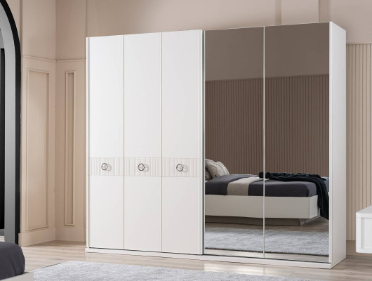 Armoire Blanche pour Chambre avec Miroir Armoires pour Vêtements en Bois