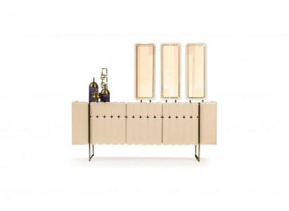 Buffet latéral beige moderne Buffet luxueux exclusif x3 Miroir 4 pièces