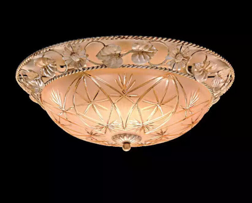 Lustre Plafonnier Lustre Lampe Plafond Lampes Verre Or Rond