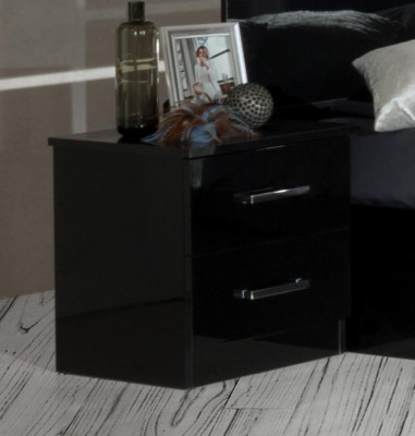 Conception Chambre 3 pièces. Lit 2x Table de chevet Luxe Lits Ensemble Meubles Lumière Led