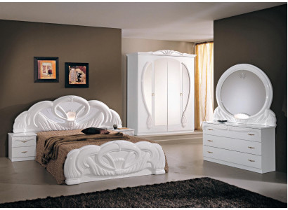 Ensemble de chambre à coucher de style moderne en bois Armoire Lit de luxe 6 pièces. Ensemble de lits blancs neufs