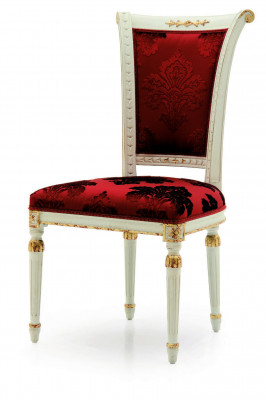 Chaise de luxe Fauteuil rouge Salle à manger Designer Meuble en bois Chaise blanche sans accoudoir