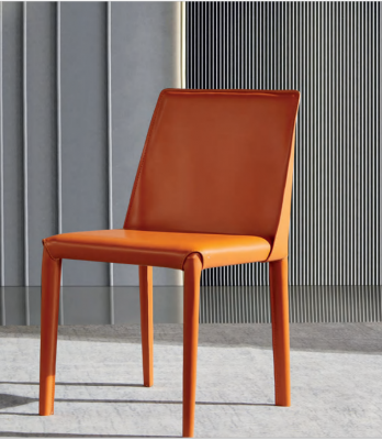 Chaise en simili cuir orange Mobilier de salle à manger Chaises modernes cadre en bois neuf