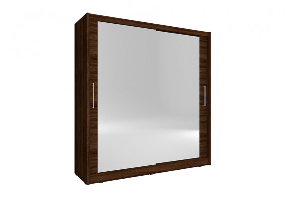 Armoire à miroir pour chambre flottante de 200 cm avec armoires à vêtements et portes coulissantes.