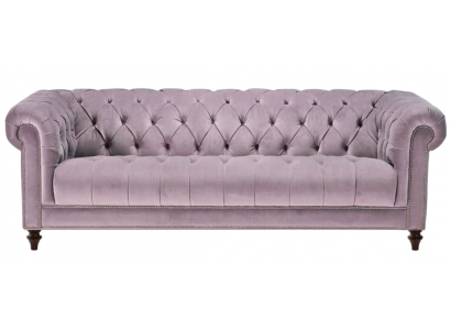 Trois canapés design Chesterfield en tissu violet à trois places, canapés rembourrés en velours d'origine.