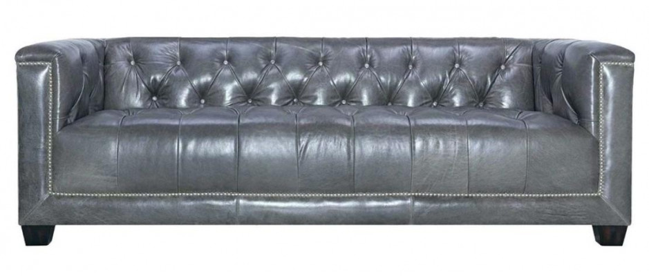 Trois canapés design Chesterfield en cuir marron trois places pour salon moderne, neufs.