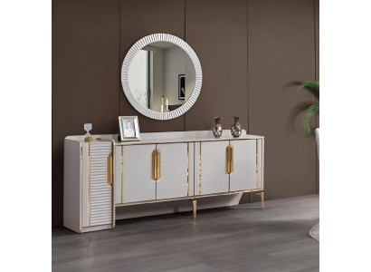 Bahut miroir blanc en bois avec tiroir de style armoire commode meubles commode