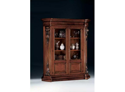 Étagère en bois massif brun pour livres, meuble de salon. Armoire de luxe brune.