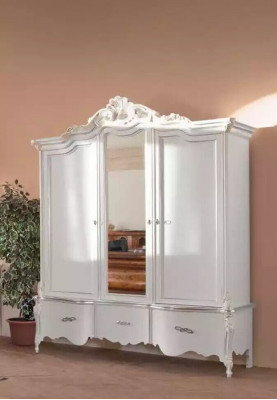 Armoire blanche Mobilier en bois massif Chambre à coucher Designer Portes en verre