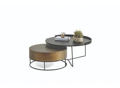 Designer 2x Tables basses Tables d'appoint modernes rondes en métal ensemble de tables