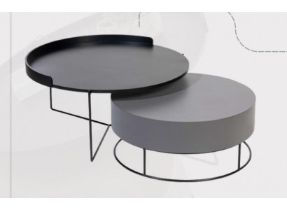 Ensemble rond 2x Table basse Gris Table basse Table d'appoint Tables de salon