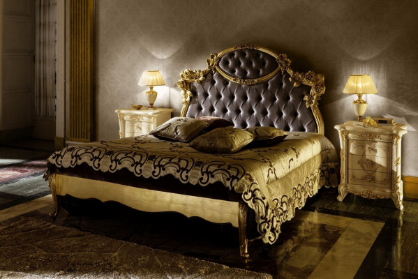 Chesterfield Classic s Lit Mobilier de luxe Baroque Hôtel Lits en cuir Chambre à coucher